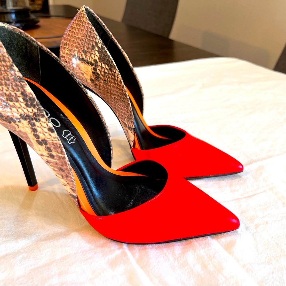 Aldo Bright Pink & Snake Print 4in Pump (Size 7)